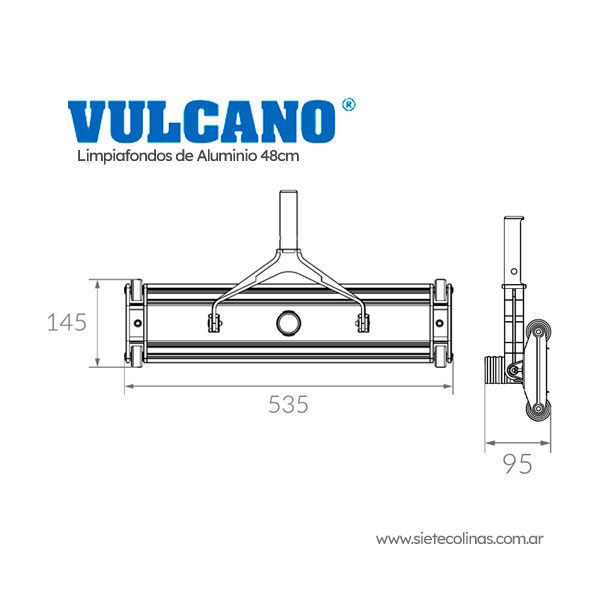 Medidas Limpiafondos de aluminio marca Vulcano de 48cm